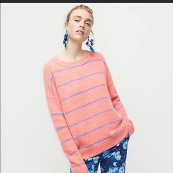 J. Crew Alpaca Crew Neck Sweater In Stripe XXL - Picture 1 of 8